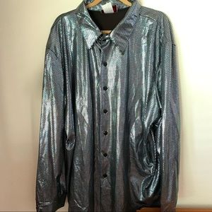 Charades Disco Shirt Holographic Iridescent Button Down
